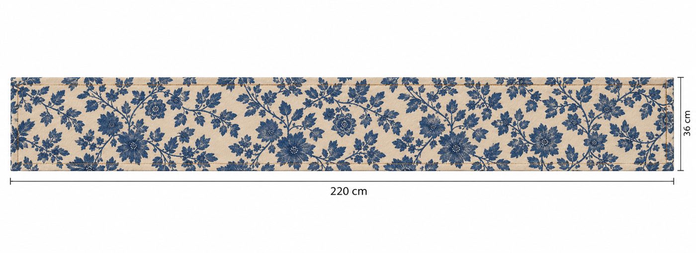 Camino de Mesa Floral Azul sobre Crudo de Atelier Denim (foto 2)