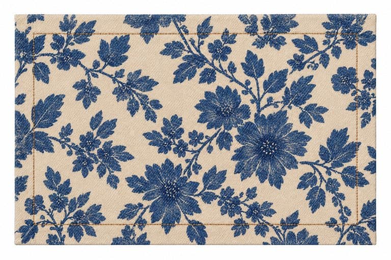 Individual Floral Azul sobre Crudo de Atelier Denim